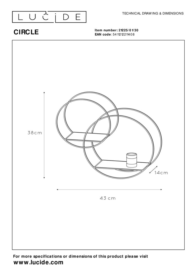 Lucide CIRCLE - Nástenné svietidlo - 1xE27 - Čierne